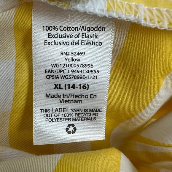 Yellow Gingham Smocked Button Down Square Neck Dress Puff Sleeves & Pockets XL - Picture 5 of 6